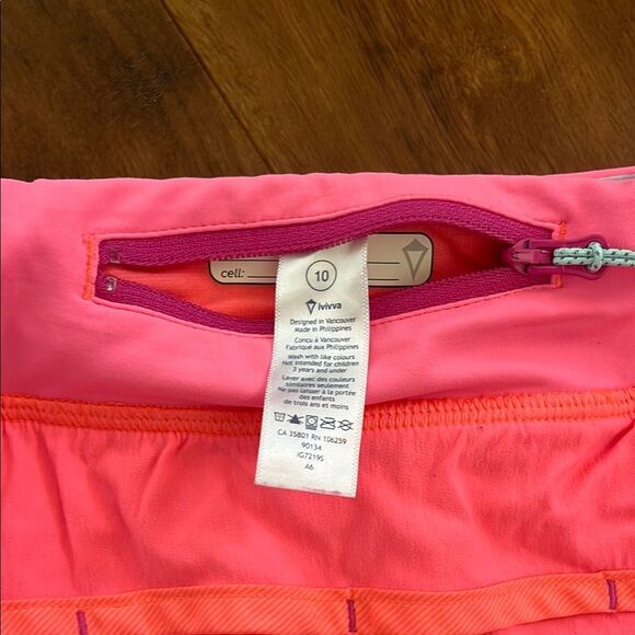 Ivivva by Lululemon Speedy Shorts- size 10 coral - Picture 2 of 3